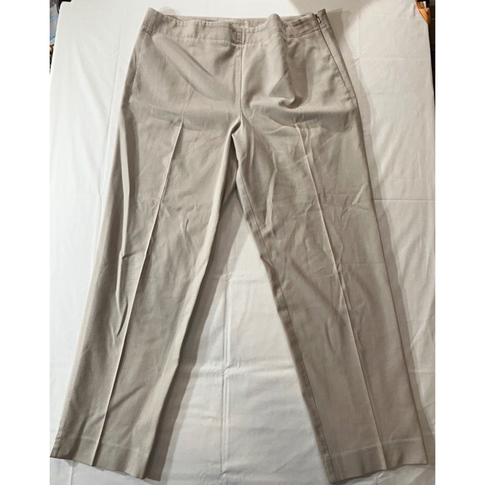 Talbots Heritage Fit Tan Khaki Straight Leg Side Zip Dress Pants Womens 14
